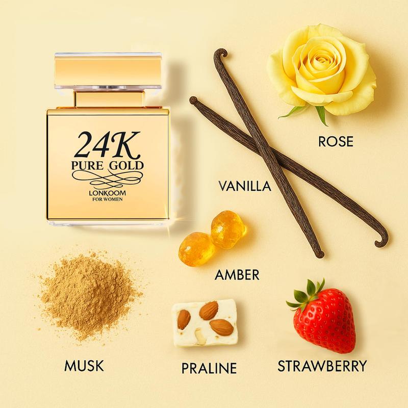 Perfume Lonkoom 24K Pure Gold Eau de Parfum 100ml para mulheres